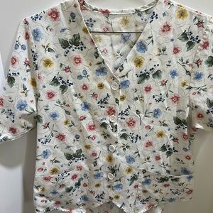 Vintage customade Floral Button-Up Women's Top - medium
